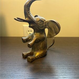 Brass Sitting Elephant Figurine - Vintage Style
